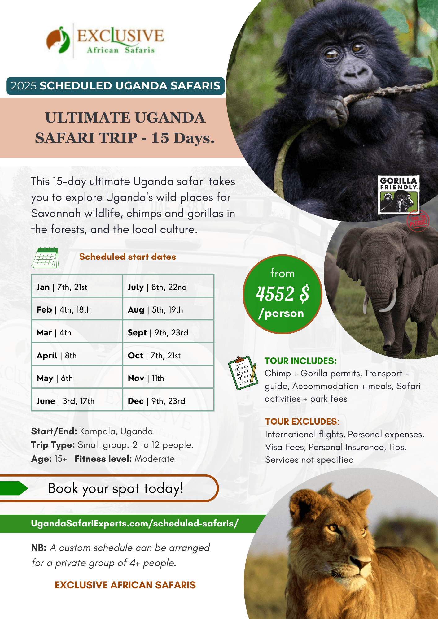 15 day scheduled trip