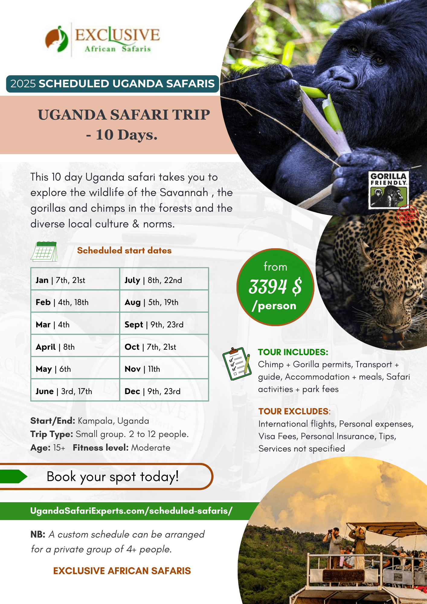 10 day scheduled safari