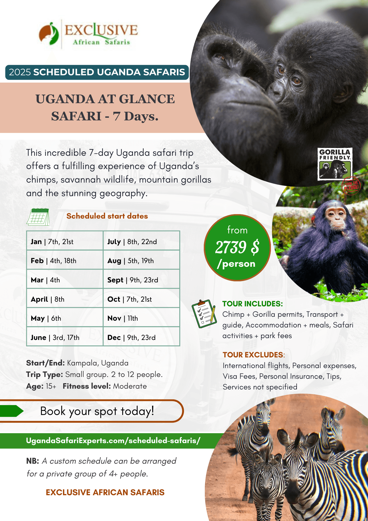 7 day scheduled safari